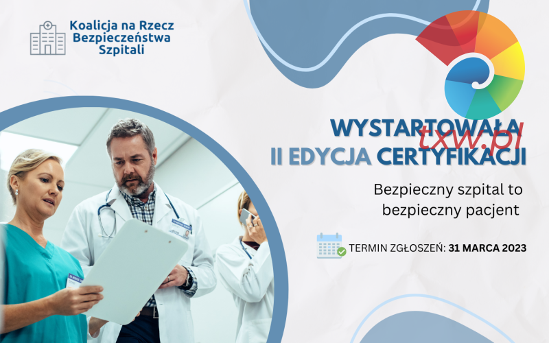 Wystartowała II edycja programu certyfikującego polskie szpitale „Bezpieczny szpital to bezpieczny pacjent”